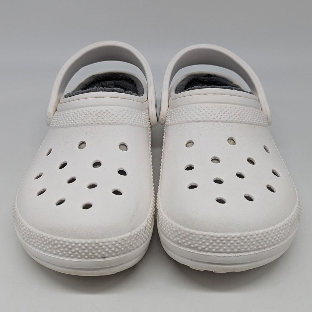 Crocs Classic Fleece Lined Clog Mens 6 Womens 8 White Faux Fur Slip On 203591